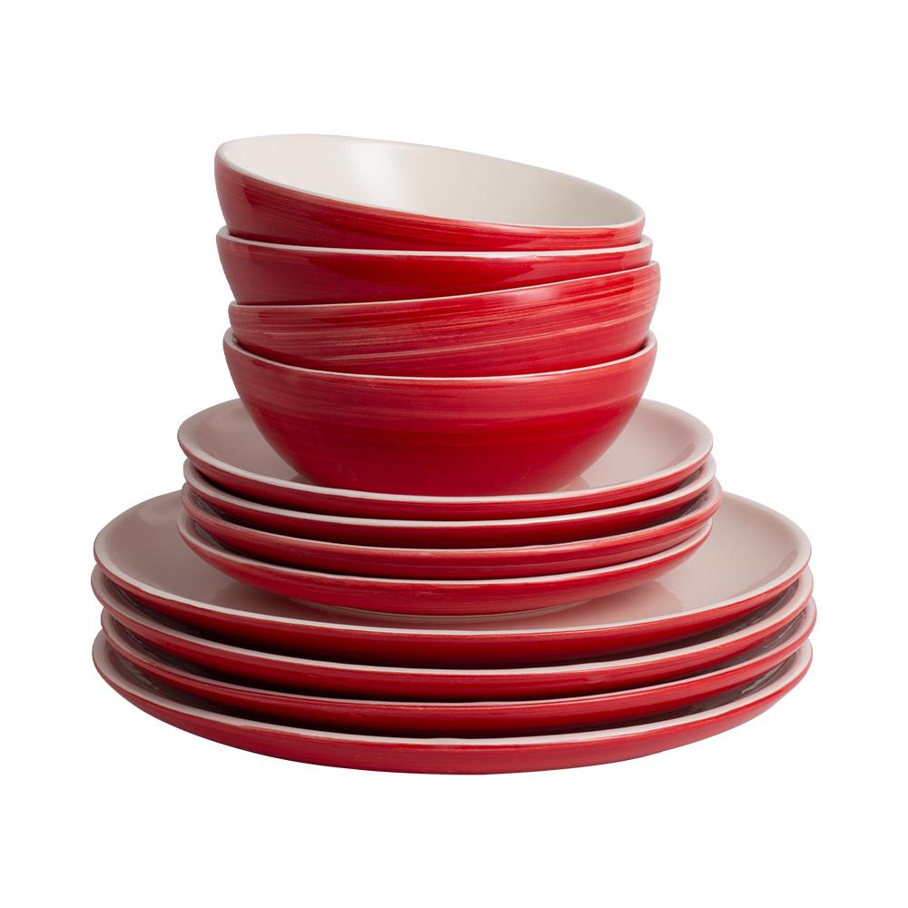 12-dielna súprava riadu na večeru Vintage Cuisne Červená
