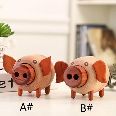 Wood Pig Model Music Box Home Decorations Crafts Movement Musical Box Creative Christmas Gifts