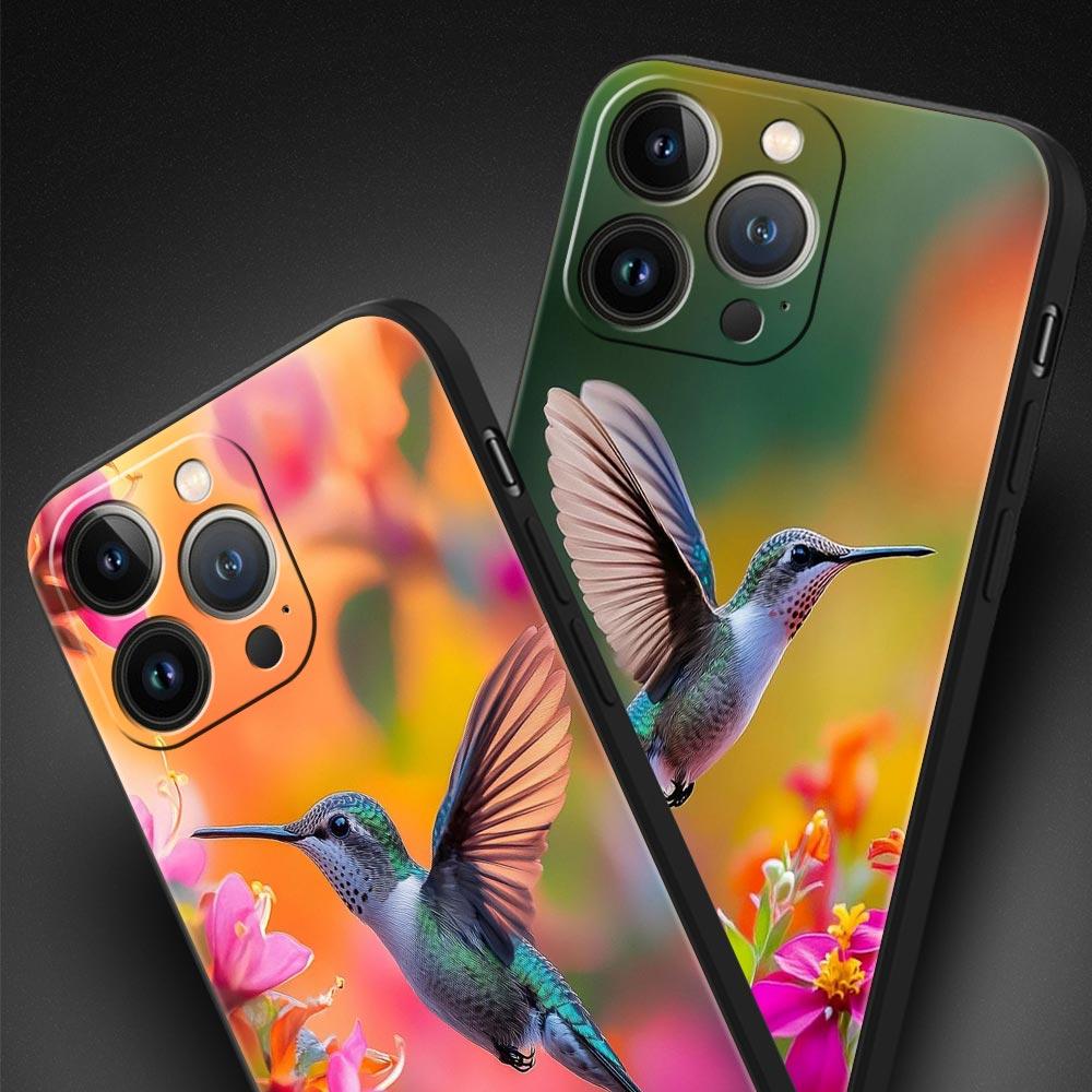 Hummingbird Phone Case For iPhone 17 16 15 Pro Max 11 12 13 14 7 8 Plus SE 2020 X XR XS Cover Soft Black