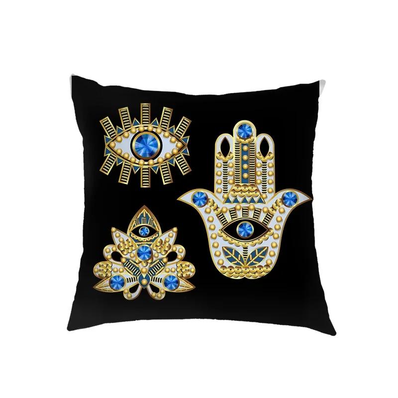 Mandala Floral Print Pillow Case Turkish Blue Evil Eye Cushion Sofa Cases Home Square Throw Pillow Cover Living Room Decoration