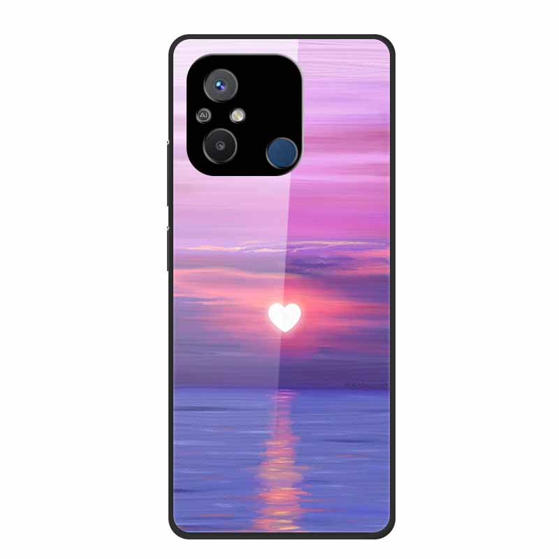 Gehärtetes Glas Case für Redmi 12C Rückabdeckung Hartschalen Case für Xiaomi Redmi 12C 4G Handyhülle Redmi12C Fundas 22120RN86G Cooler Stoßfänger