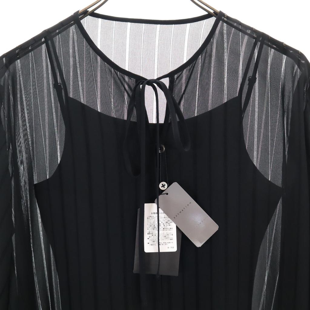 Unused ESTNATION Made In Japan Striped Pattern Long Sleeve Long Dress Women Used