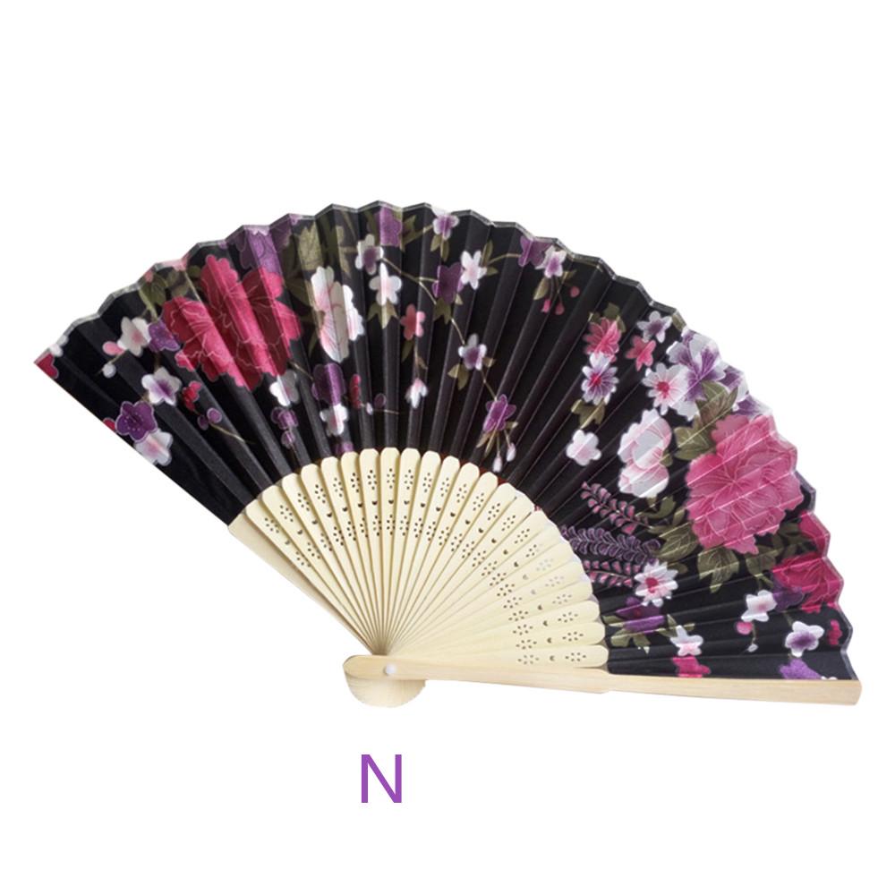 Silk Fan Chinese Japanese Style Folding Home Decoration Vintage Art Craft Gift Party Dance Print Flower Pattern Hand Fan Gift