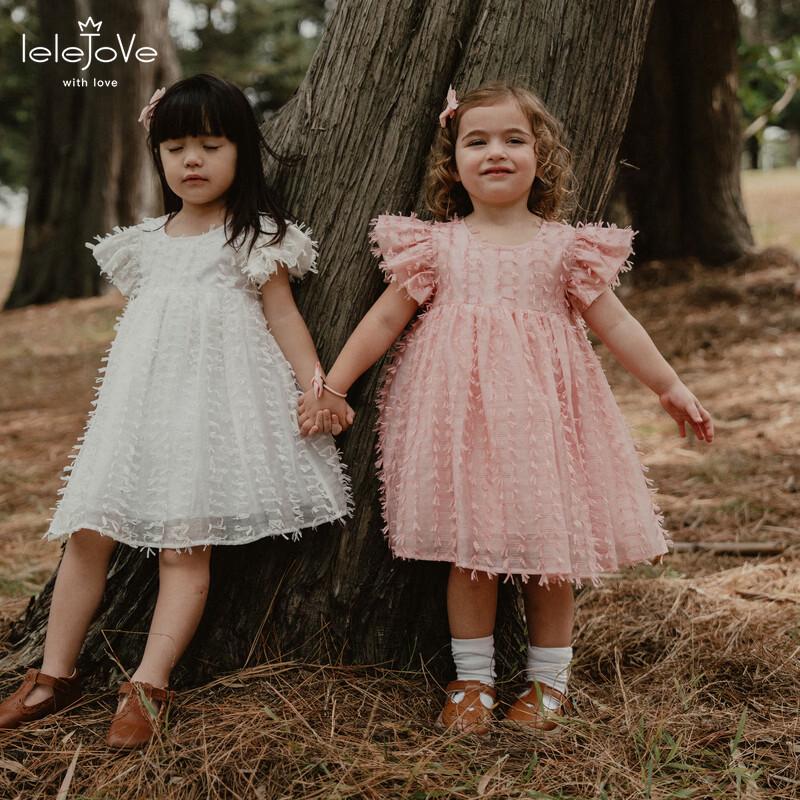 LELE JOVE Girls  Fly Sleeve Puffy Princess Dress 120
