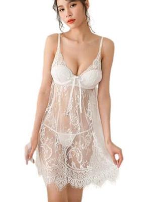Sexy Lingerie Unterwäsche Babydoll Verführerische Unterwäsche Slip-Set Camisole Spitze Negligé Nachtwäsche Cosplay Transparent Extrem Kinky X024 [Agnel