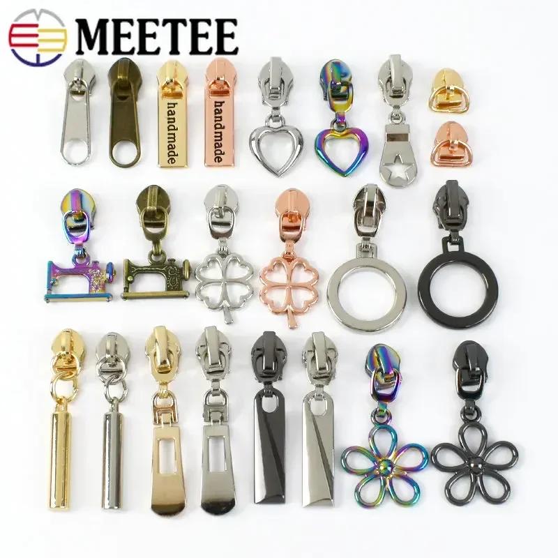 Meetee 5/10/20Pcs 5# Zipper Puller for Nylon Zippers Plastic Coil Zips Slider Heads Repair Kits DIY Garment Sewing Accessories