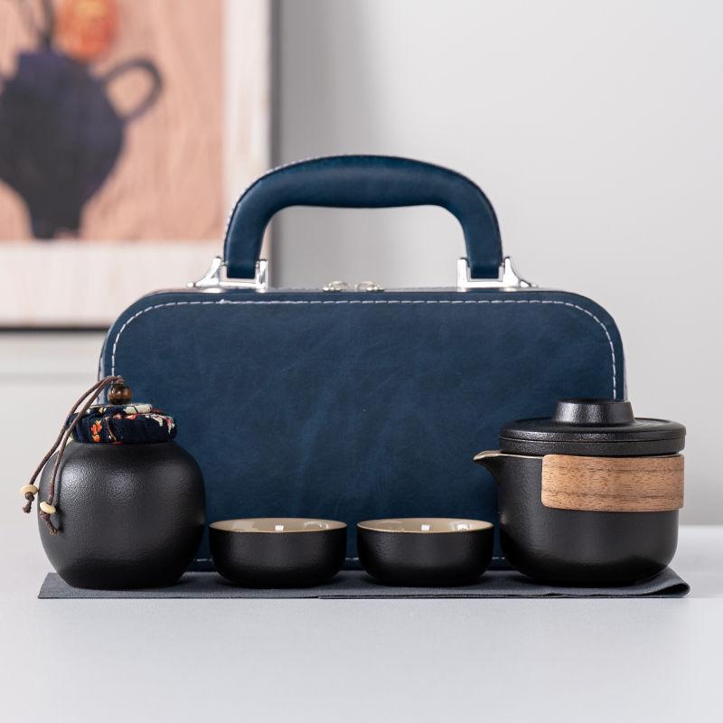 Lu Baoyanhe One Pot Two Cups Ceramic Travel Tea Set Tea Pot Company Business Activities Bank Hotel Souvenir