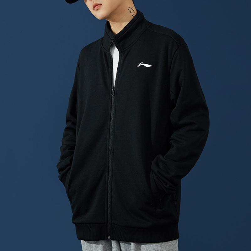 Li Ning Sports Lifestyle Series Logo Casual Stand Collar Jacket Unisex Jacket Black AWDR565-1