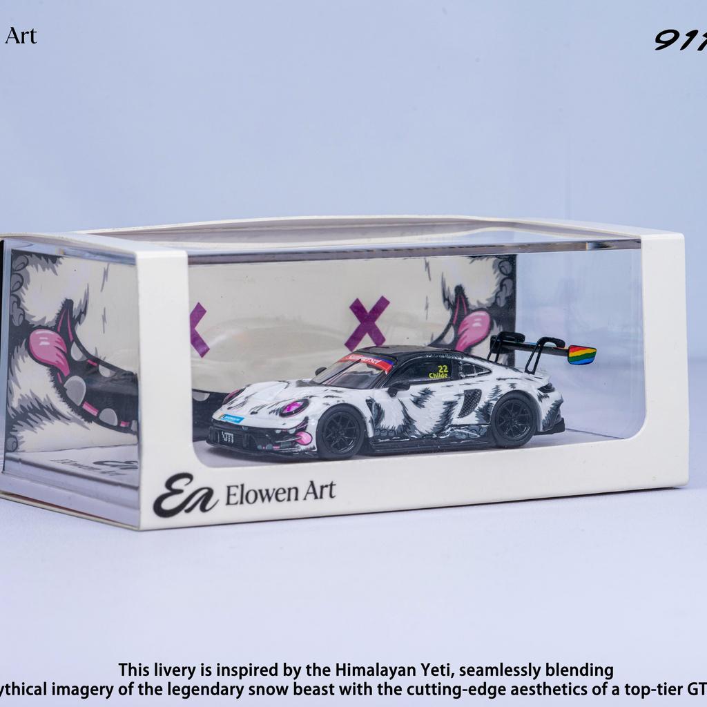 IVQR6 Pre-Sale Elowen Art 1:64 Porsche 911 Gt3 R Himalayan Yeti Snow Livery Limited Edition 500pcs Diecast Model Collectible Boys Toys