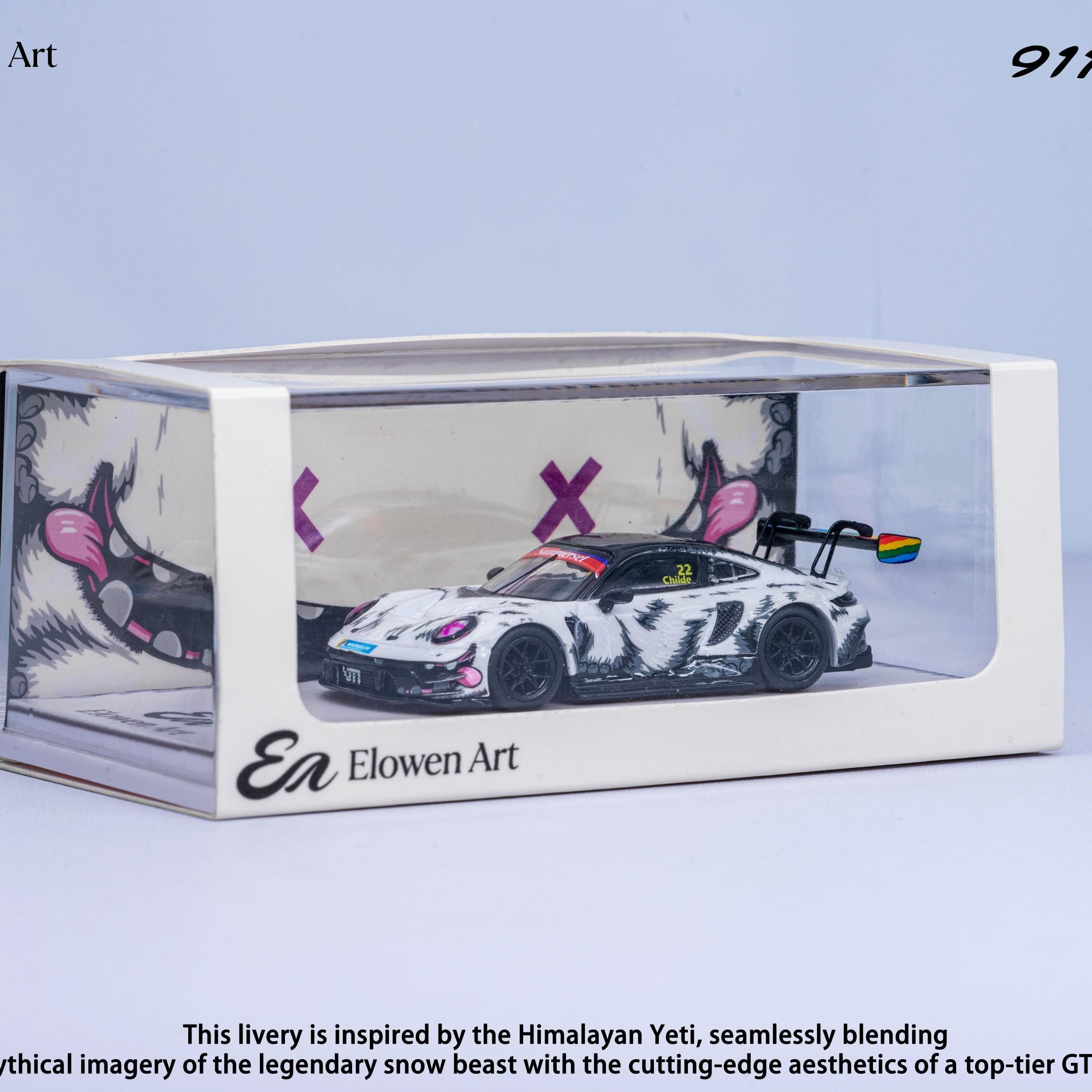 Pre-Sale Elowen Art 1:64 Porsche 911 Gt3 R Himalayan Yeti Snow Livery Limited Edition 500pcs Diecast Model Collectible Boys Toys
