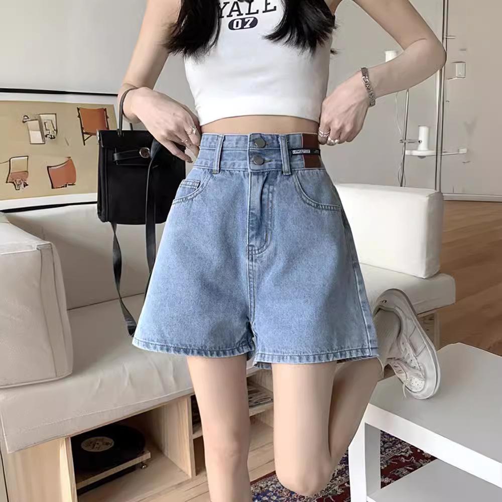 Women's High Waist Denim Shorts Loose A Line Wide Leg Non-Stretch Lightweight Hot Pants For Plus Size Petite Summer Commute Outfit