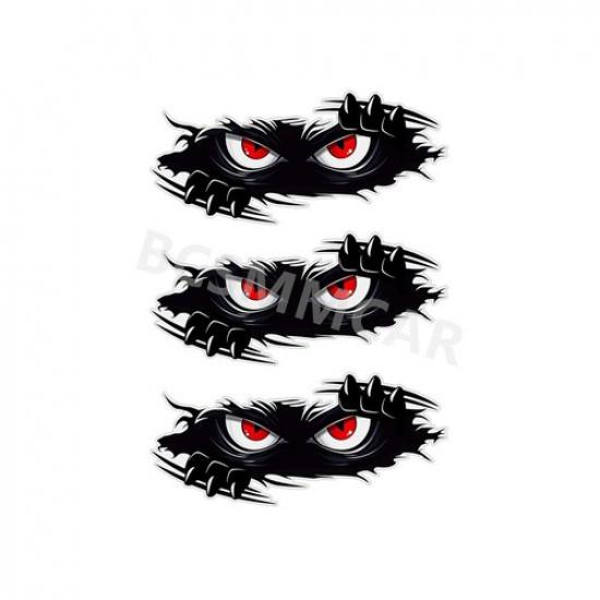3Pcs Peeking Monster Angry Eyes Car Stickers Waterproof Black Vinyl Bumper Decal