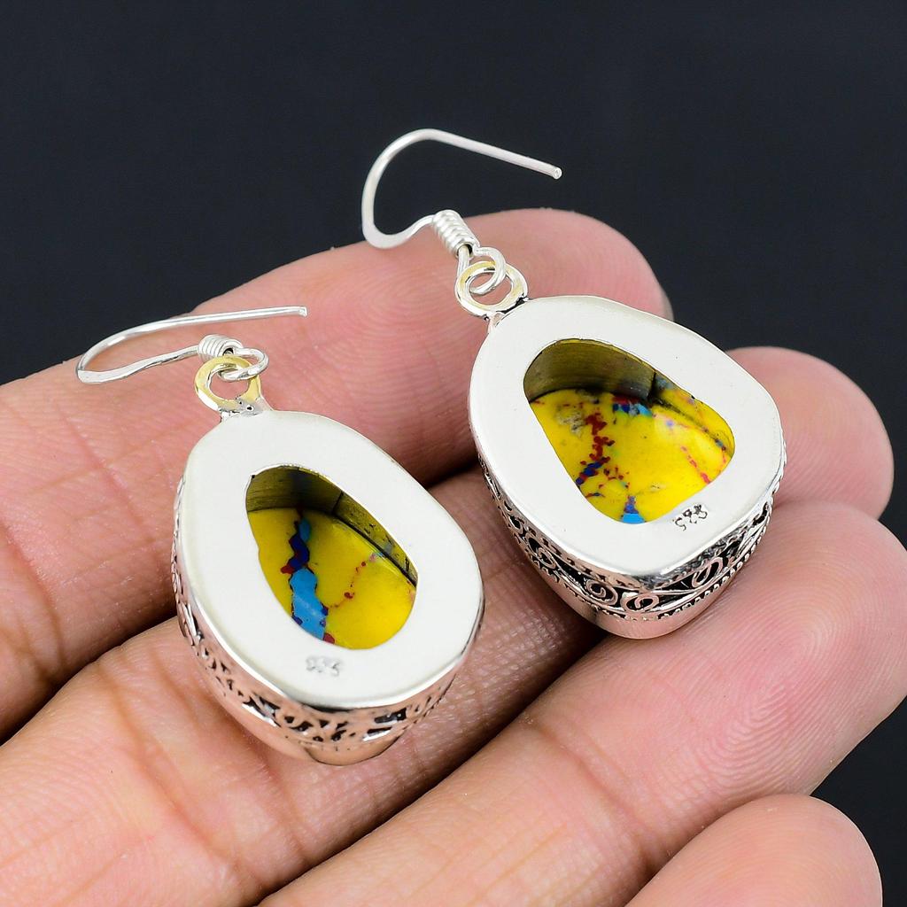 Natural Mosaic Balloon Jasper 925 Silver Drop/Dangle Vintage Earrings For Girls