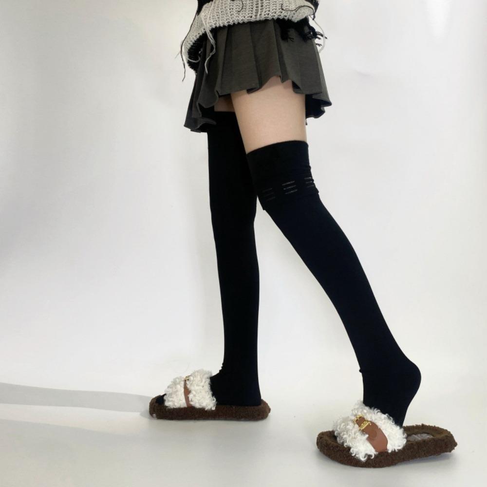 Stockings Women's Large Size Fleece Thickened Knee Socks Extended Thin High Socks, Autumn and Winter Women's Bottom Socks