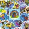 A 78Pcs Round Tarot Cards Deck Playing English Version Predictive Divination Board Game Card Gifts Family Gathering Cards Game