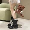 Vintage Maillard Martin boots women's British style 2025 summer new with skirt flat bottom inner height-increasing lace-up short boots