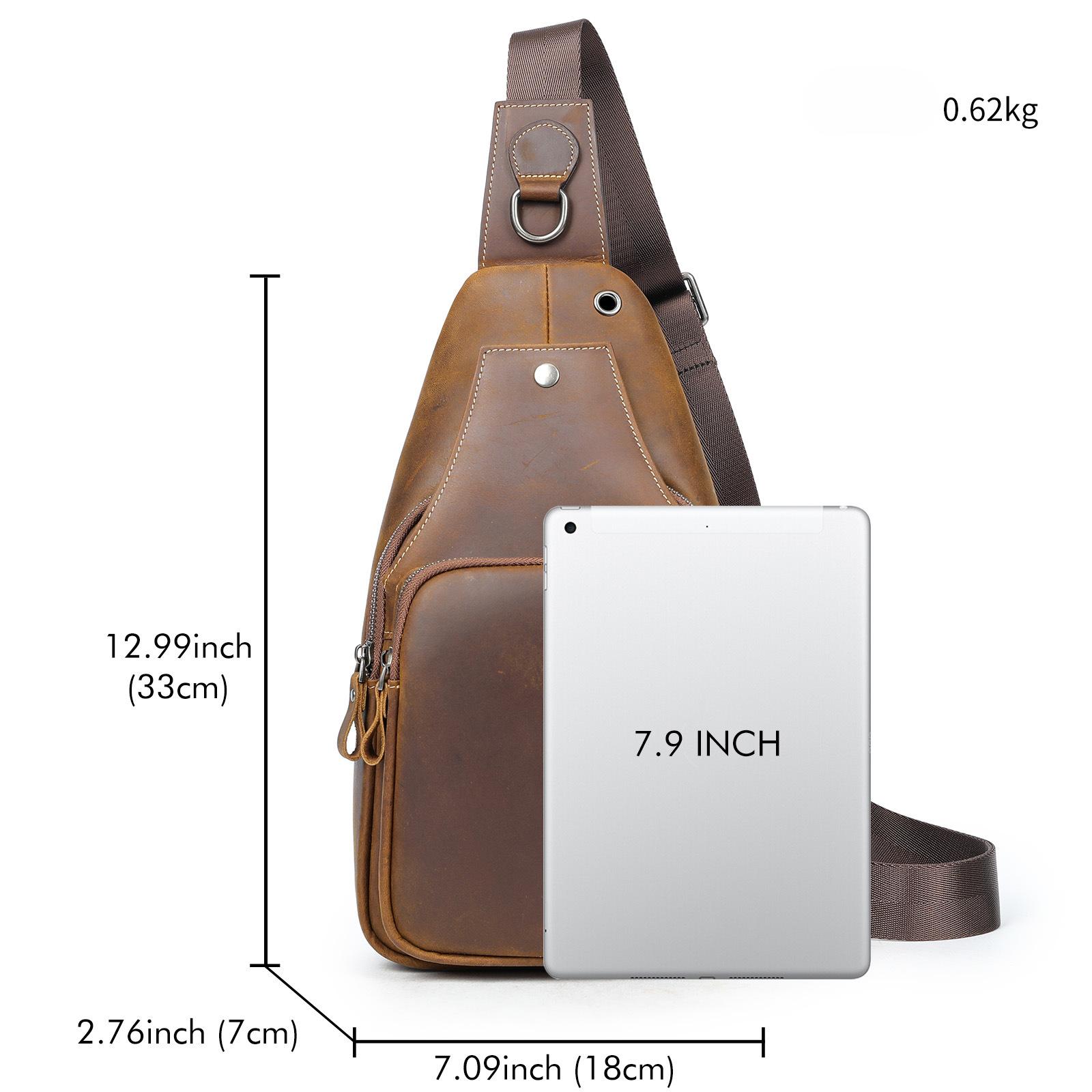 

Сумка из натуральной кожи Мужская нагрудная сумка Head Layer Cowhide Chest Cross Bag Trend Shoulder Bag кофейный