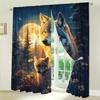 2 Panels Wolf Family In The Moonlight Forest Curtains   Shade and Privacy Protection   Suitable for Decorating Various Rooms