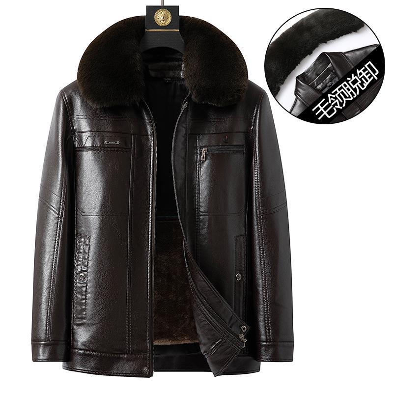 Herren Plus Size Dicke Lederjacke mit Pelzfutter - Winterbekleidung