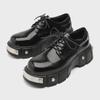 Men's High-End Matte Black Punk Derby Leather Shoes with Thick Soles and Round Toes