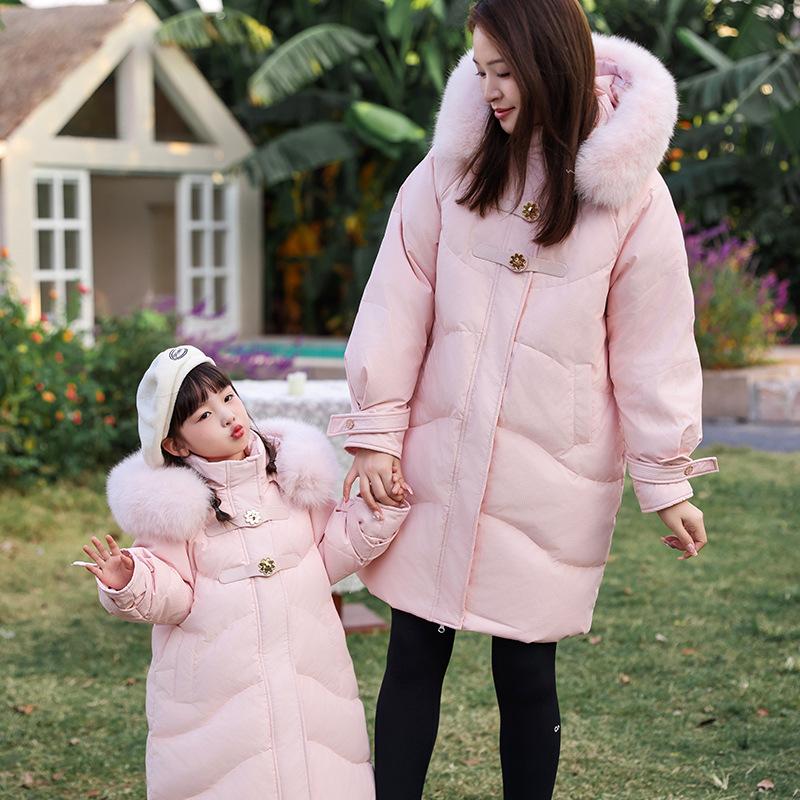 Down Jackets for Girls In Winter, Mid-length and Thickened, Parent-child Coats