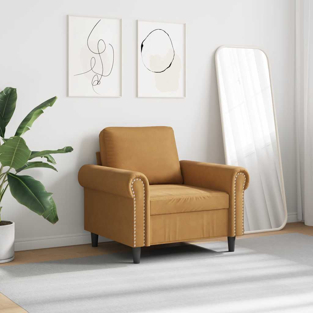 Vidaxl Armchair, Brown, 60 Cm, Upholstered In Velvet