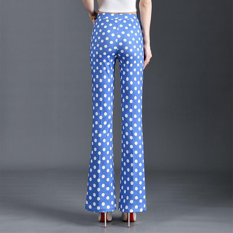 Plus Size Slimming Polka Dot Mid-Waist Flare Pants - Versatile Summer Casuals