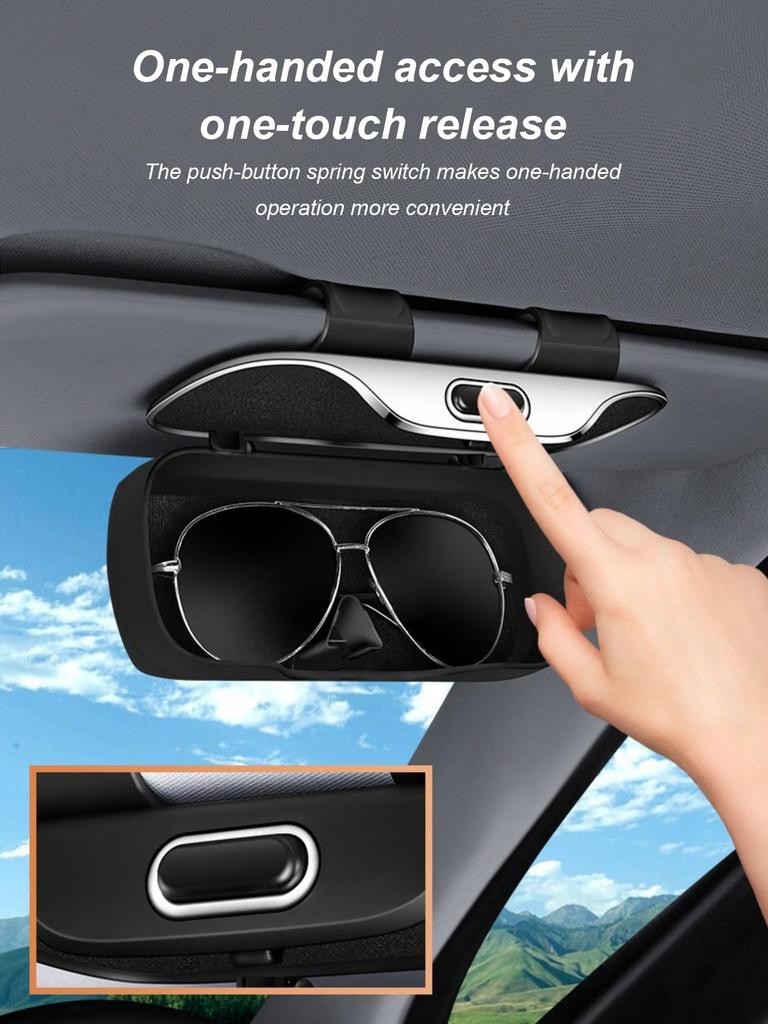 One‑Click Car Sun Visor Storage Bag – Fully Enclosed, Dustproof & Shockproof, with Spring Clip, Fits All Vehicles