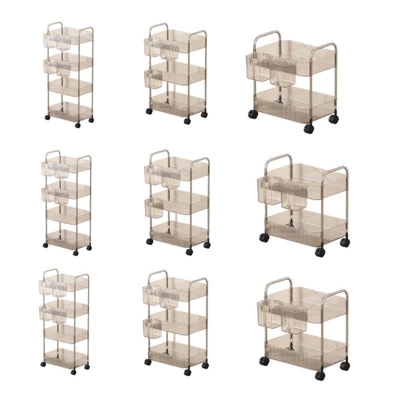 Multi Layer Clear Rolling Cosmetic Organizers Mobile Storage Cart For Bedroom Bathroom Makeup Essential