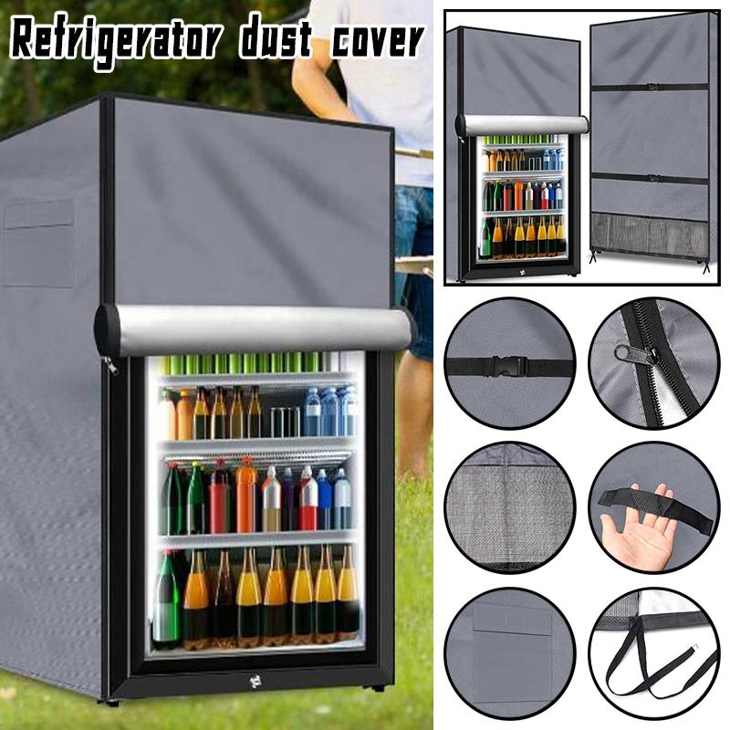Upright Refrigerator Cover 210D Oxford Cloth Waterproof Outdoor Dust Sunshade Protector Cover for Upright Freezers Refrigerators