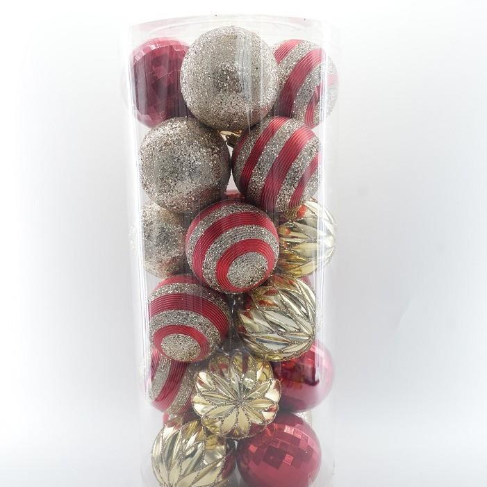 Christmas Decoration 8cm Plastic Balls Party Hanging Ornaments Classic Bucket Set Electroplated Spheres Holiday Decor