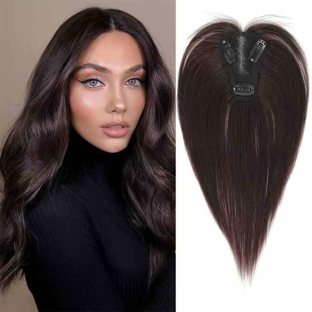 Clip In Natural Synthetic Hair Bangs Fringe Hair Pieces Middle Part Hair Extension Topper For Women Hair Loss