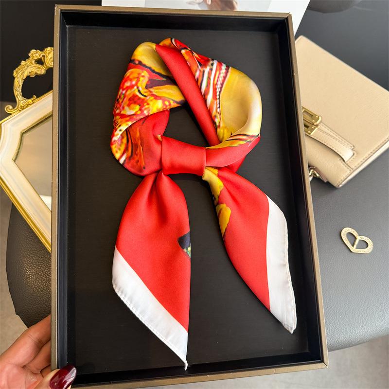 European and American temperament simulation silk printing silk scarf square scarf high-end shawl sunscreen neck professional scarf headscarf scarf