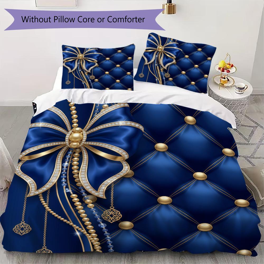 

Gorgeous bow Pattern Bedding uilt Set uilt Cover Pillowcase Home Decoration Birthday Gift (1 * duvet cover + 79 * pillowcase without core) 135x200cm