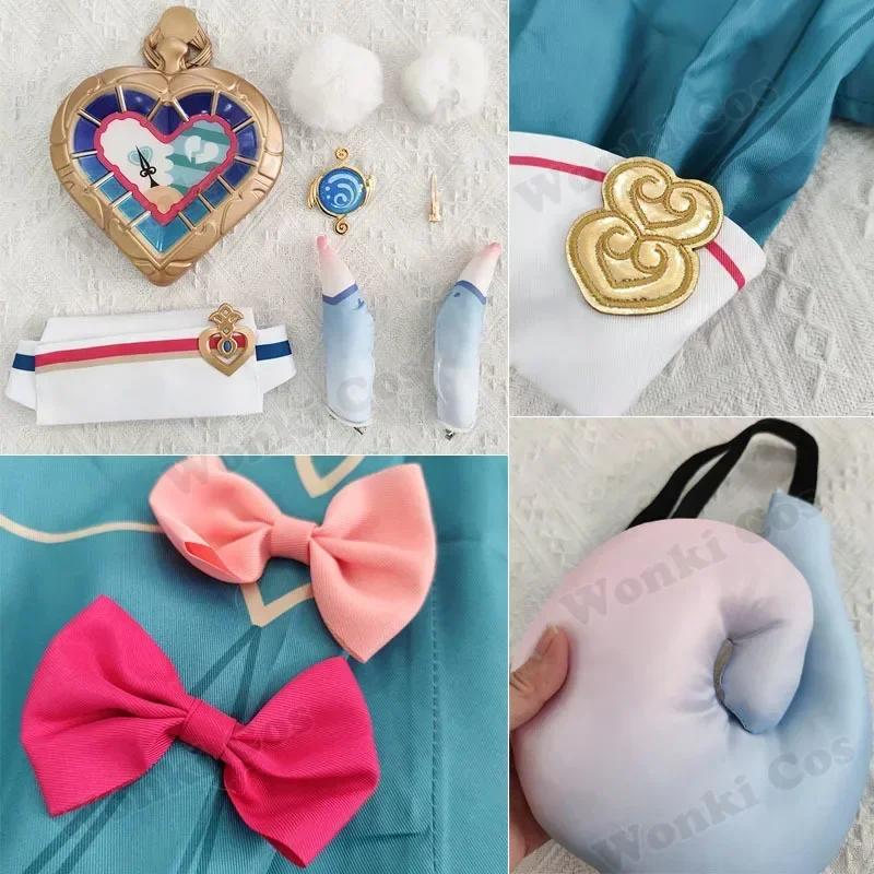 Sigewinne Cosplay Costume Wig Game Impact Sigewinne Pony Tail Hair Loli Girl Kids Party Costumes Role Play Outfits