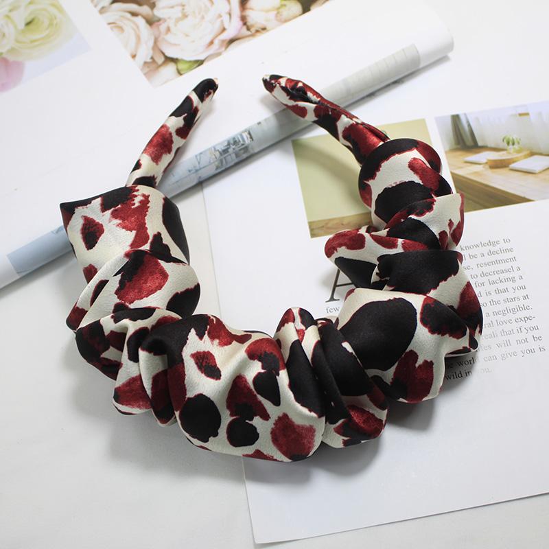 Lystrfac Neue Mode Druck Leopard Scrunchy Stirnband für Frauen Mädchen Trendiges Plissiertes Haarband Weiblicher Kopfschmuck Haaraccessoires