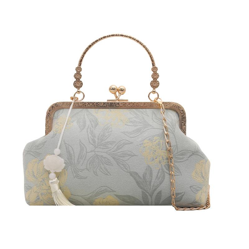 

Сумка-чеонгсам, китайская переносная женская сумка, универсальная иностранная сумка-мессенджер Hanfu, старинная сумка-мессенджер для свадьбы, ручная переноска, ретро-сумка-ракушка синий