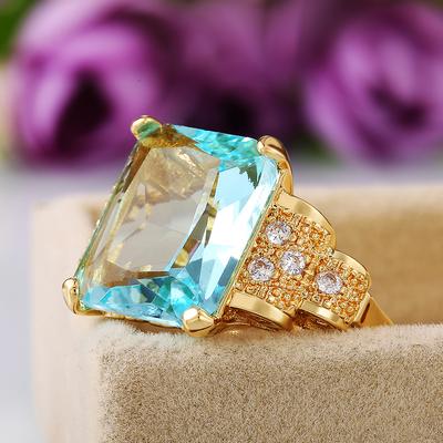 New Gorgeous Big Square Stone Women Finger Rings for Wedding Party Gold Color Noble Accessories Elegant Female Trendy Jewelry