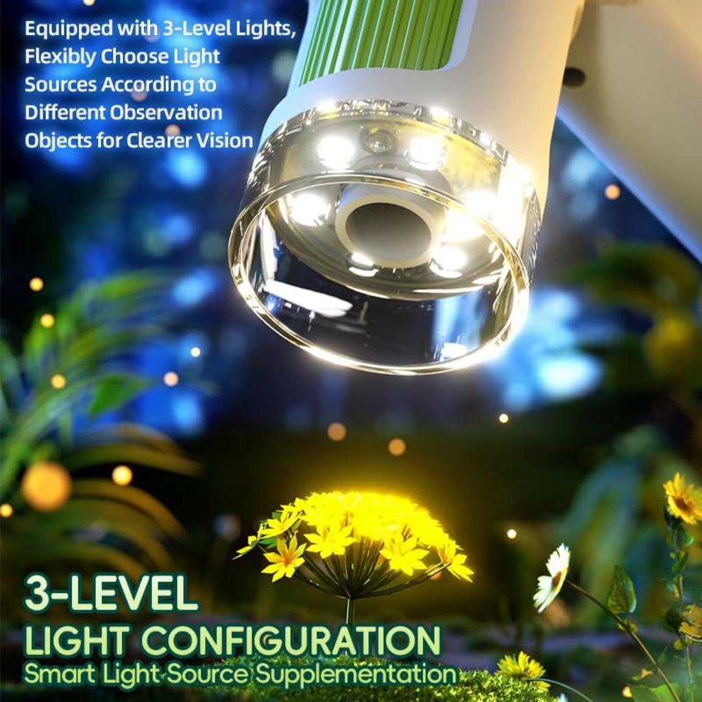 4 Inch 1080P Microscope for Kids,2-in-1 Handheld & Desktop Digital Zoom 100X-1600X Digital,6 LED Lights,Includes 4 Blank & 2 Prepared Slides