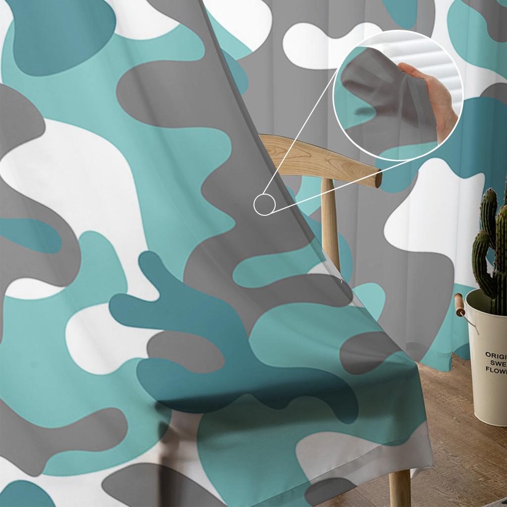 Aqua Camouflage Abstrakte Transparente Vorhänge zur Wohnzimmerdekoration Fenstergardinen für die Küche Tüll Voile Organza Vorhänge