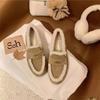 Zuli Xiaoxue Warm Fleece Lazy Flat Bottom Mao Mao Gold Coin Women's Cotton Single Shoes