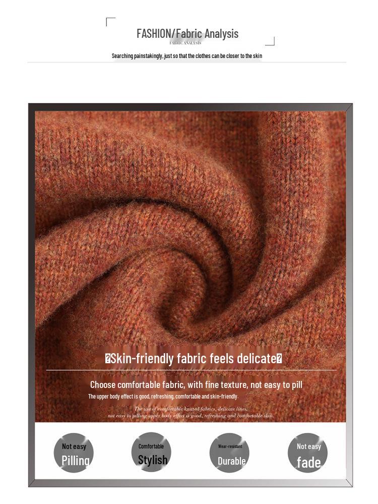 2025 Women's Plus Size Pure Wool Sweater: Mid-to-Old Age Style, Thickened, Loose Fit Cashmere Base Layer