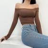 Women's Slim-Fit One-Shoulder Top: High-End Long-Sleeve, Off-Shoulder, Early Autumn Niche Base Layer