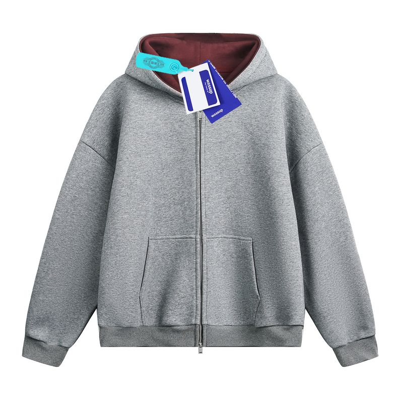 Wassup380G Heavyweight American-Style Color-Blocked Hooded Sweatshirt for Men, Spring and Autumn Hoodie, Short Loose-Fit Jacket, Cardigan Coat