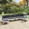 7 Pcs Garden Set with Cushions Solid Pine Wood