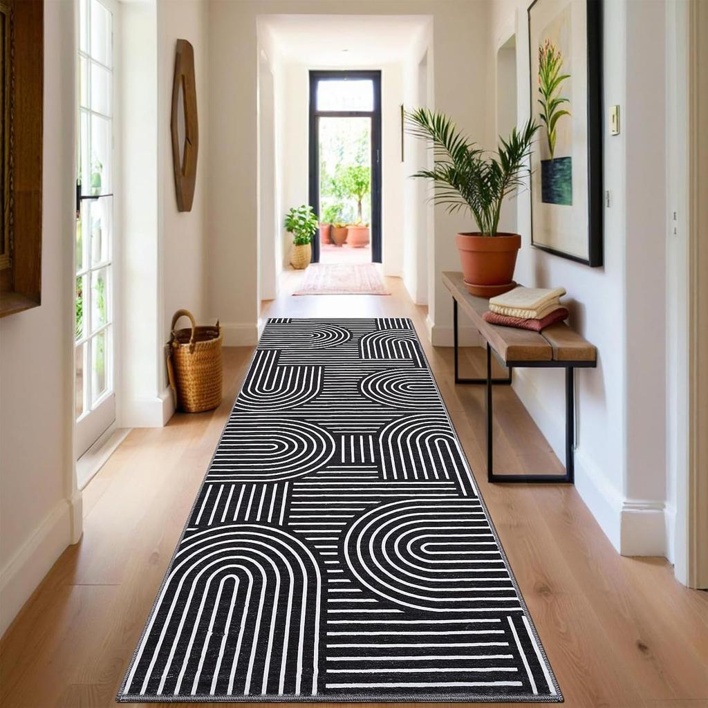 Geometric Lines Hallway Carpets Living Room Carpet Non-Slip Washable Rug Soft Sofa Coffee Table Floor Mat for Kitchen Tapis
