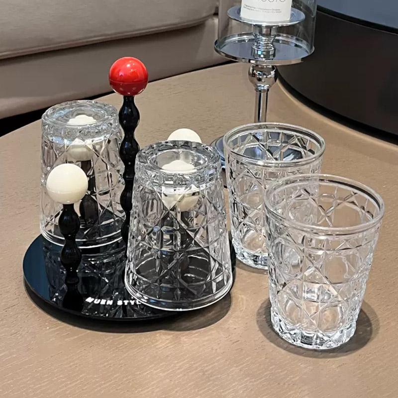 4pcs Glass Set for Drinking 10.5oz Household Whiskey Cups Diamond Painting Wine Glass Juice Drinks Glasses Transparent Drinkware