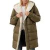 Solid Color Hooded Cotton Jacket, Long Sleeve Double-sided Fleece Slim Fit Elegant Cardigan Coat for Women, Europe America Style MG953