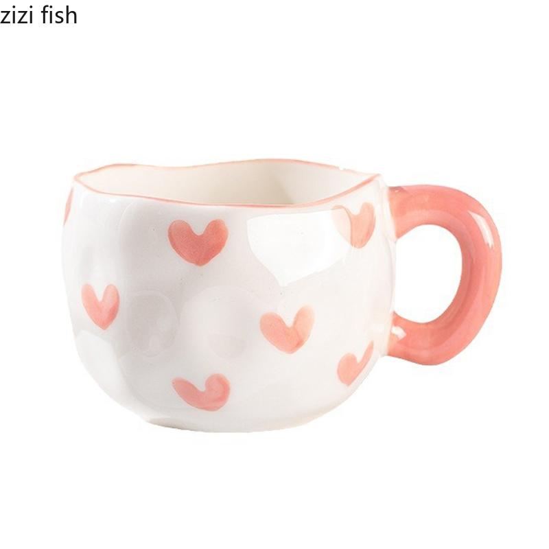 Cute Irregular Ceramic Coffee Cup Hand-painted Creative Breakfast Cup Oat Cup Milk Cups Tea Cups Household 300ml Water Cups