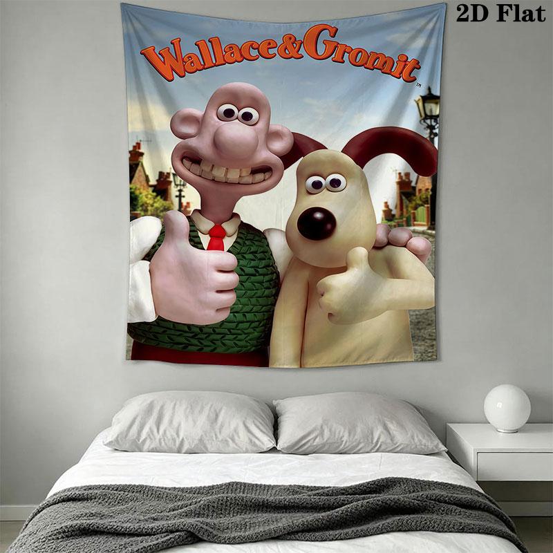 Wallace & Gromit Wall Hanging Printed Fabric Blanket Decorative Tapestries for Bedroom Living Room Home Decor